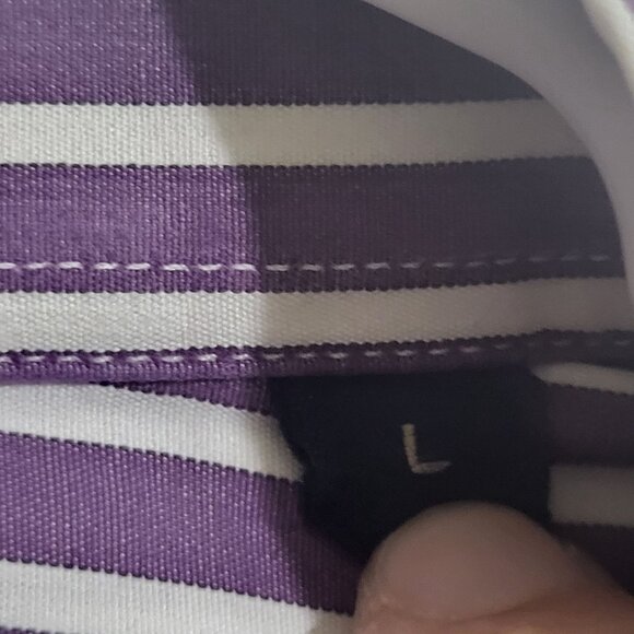 BURBERRY LONDON Men's SZ LG Purple Striped Long Sleeve Button Down Dress Shirt U - Picture 7 of 9